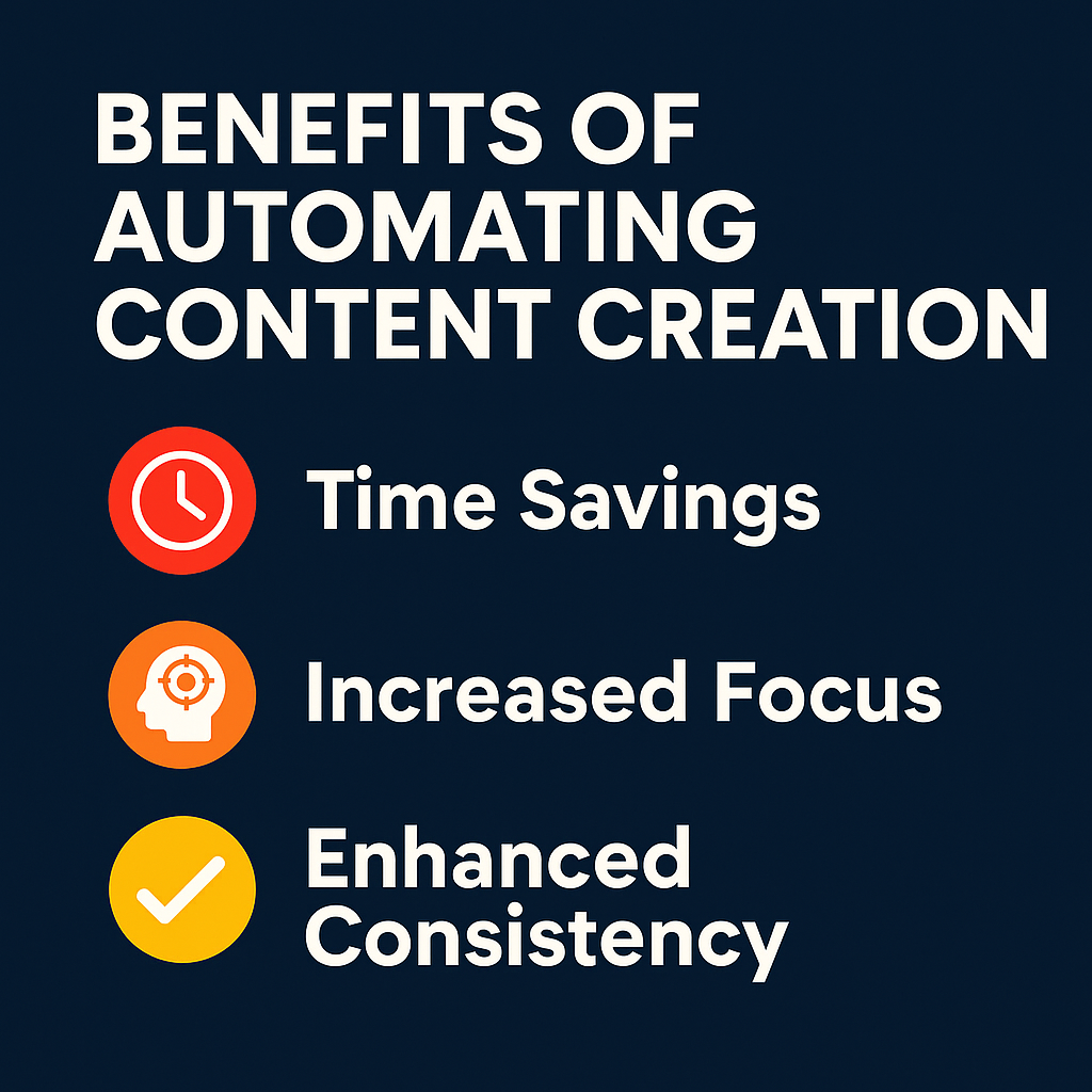 Benefits of content automation -- time savings, increased focus, enhanced consistency, greater reach