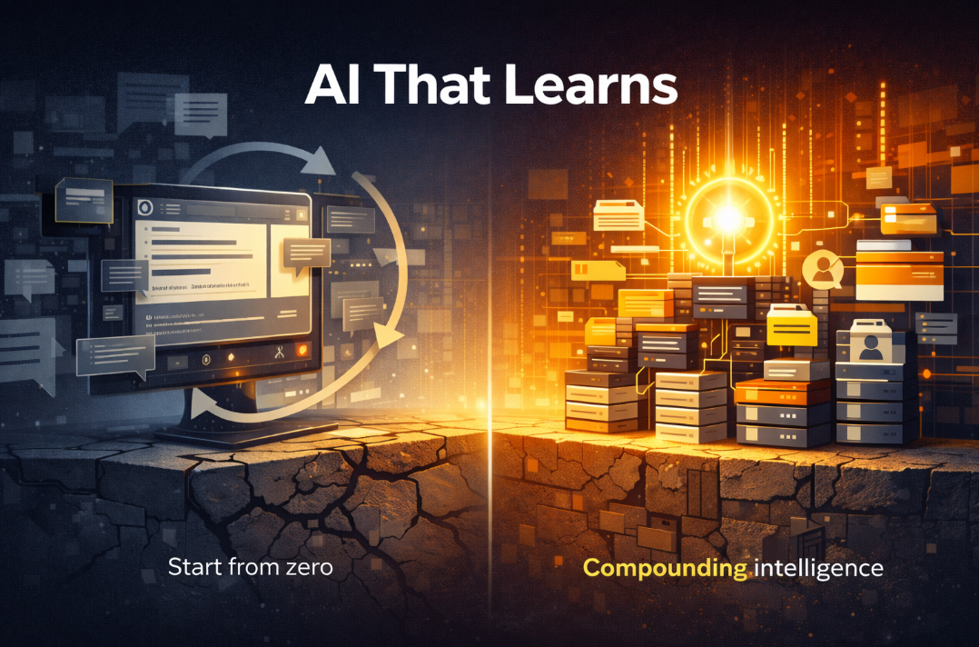 AI that learns vs AI that starts from zero: compounding intelligence header