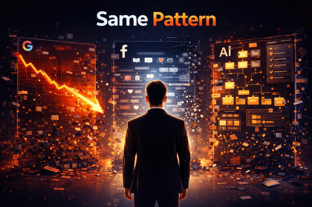 Same pattern repeating: Google, Facebook, and AI platform shifts disrupting businesses